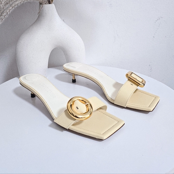 Jacquemus geometric buckle  mule slides  Les Sandales Regalo Basses Size… - Picture 1 of 12